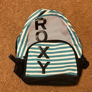 Roxy Teal and White Striped Backpack